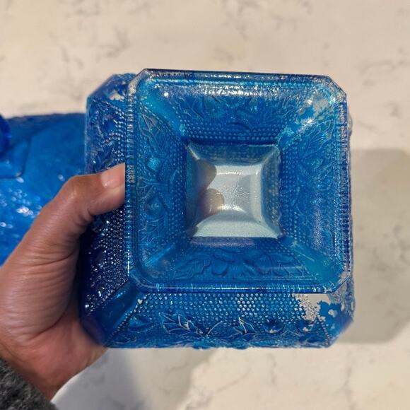 Vintage Jeanette Pressed Glass Footed Candy Dish Acorn Oak Leaf trinket dish - Picture 8 of 12